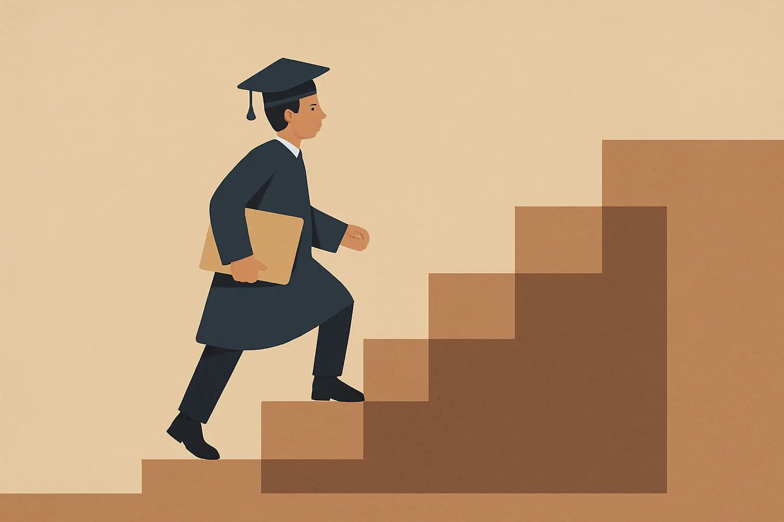 Flat vector illustration of an escalation ladder from supervisor to department to postgraduate office