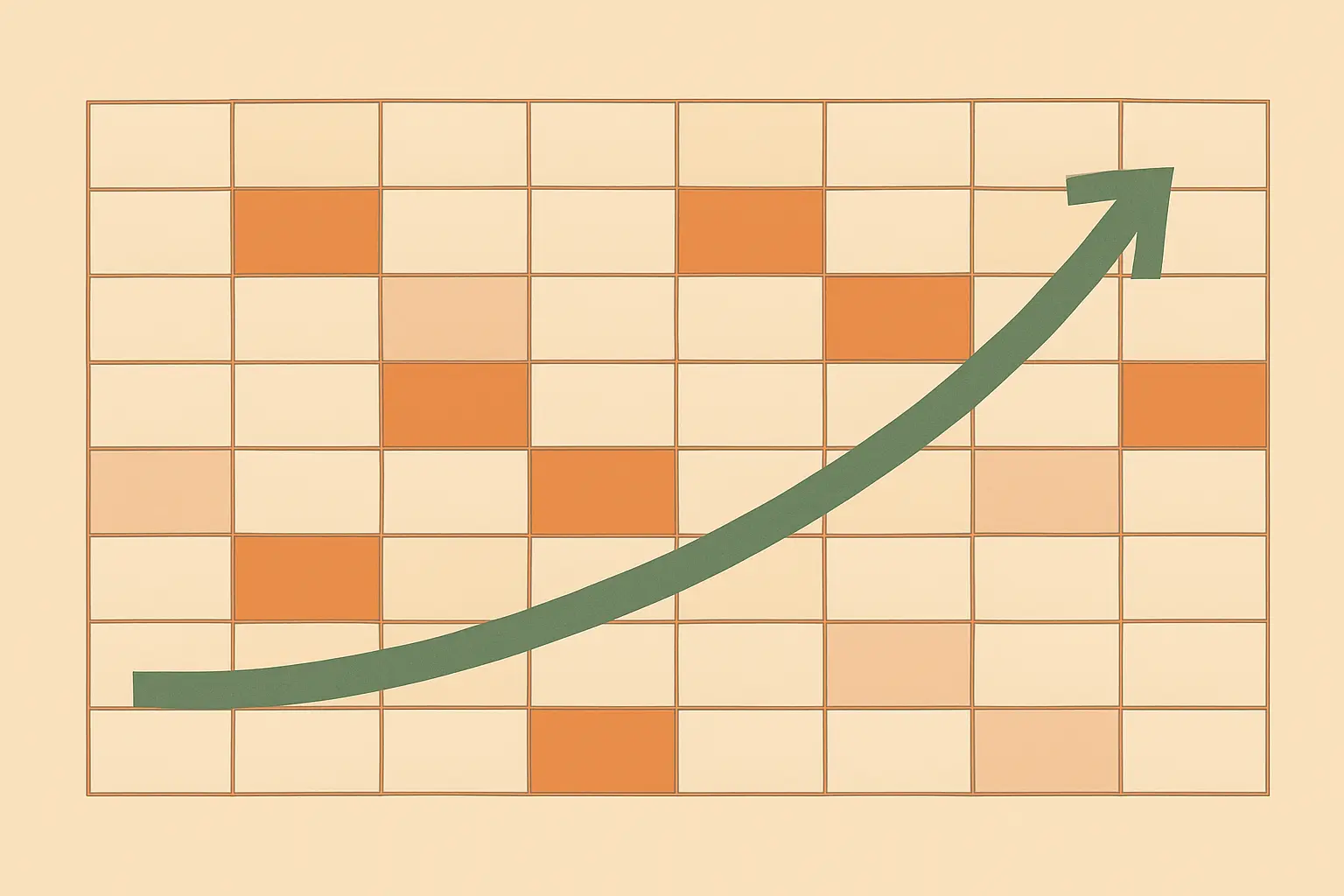 Flat vector illustration of a week planned as small repeated writing blocks around a work schedule