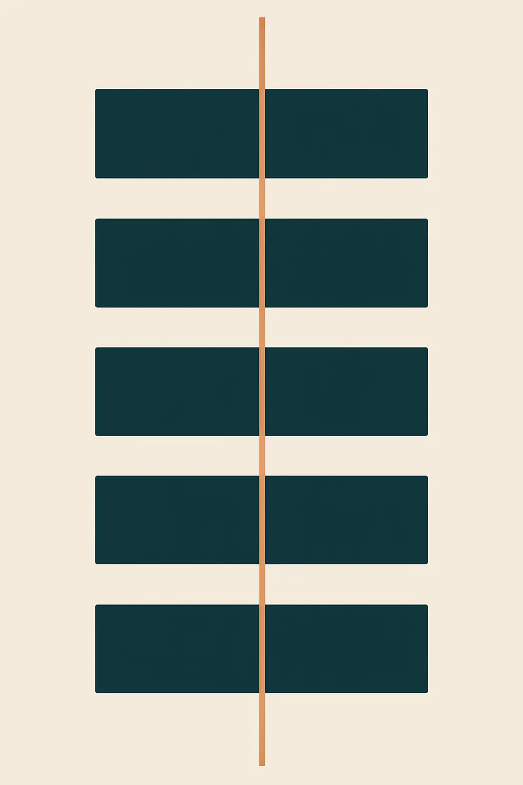 Abstract illustration of a single continuous line threading through a stack of separate blocks