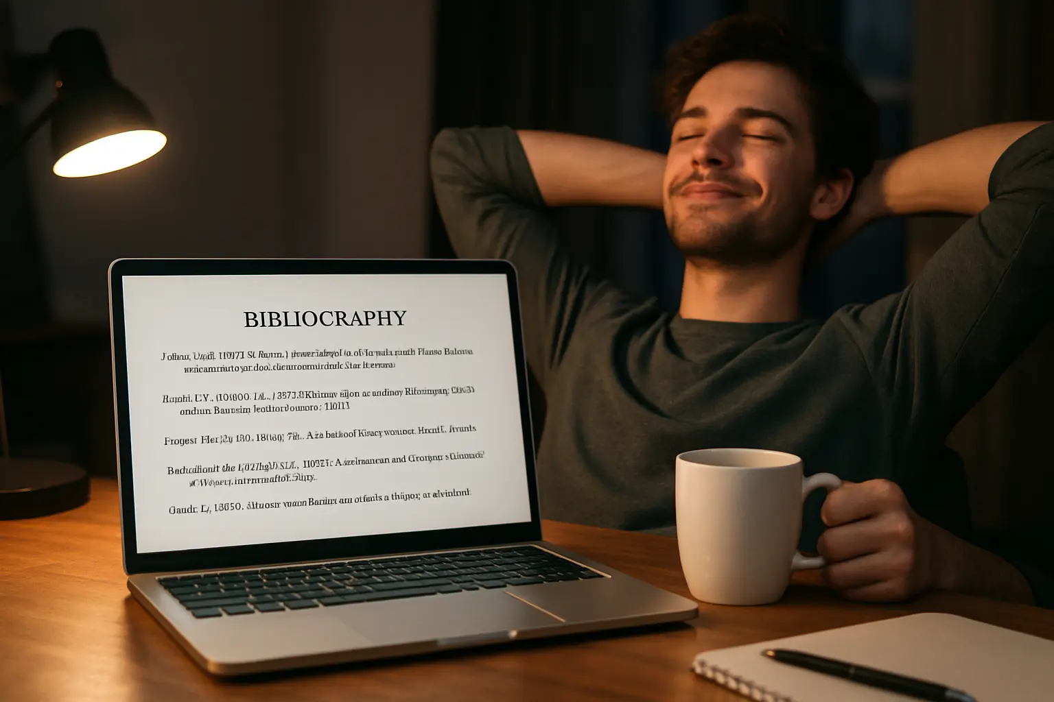 Correctly formatted reference list displayed on a laptop
