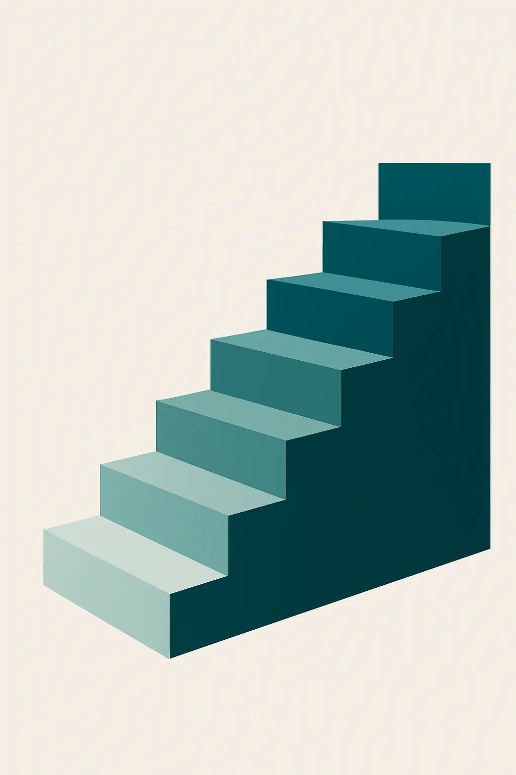 Abstract illustration of a stepped ladder rising from a pale tone to a deep saturated tone