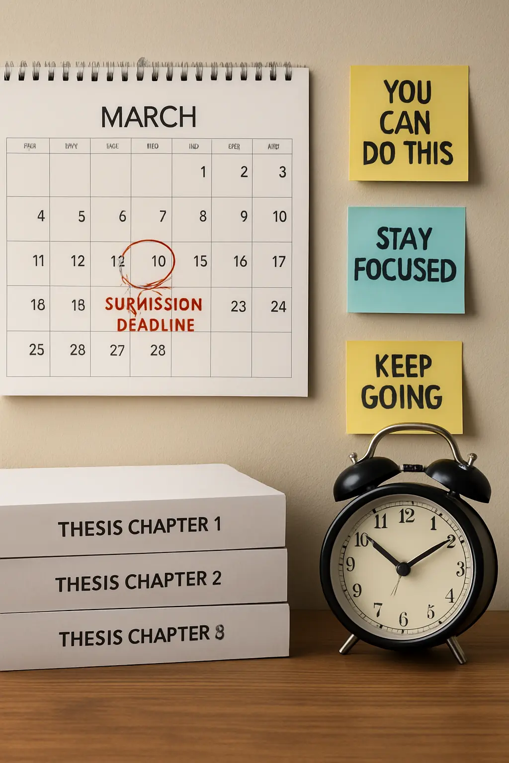 Calendar marking a dissertation submission deadline