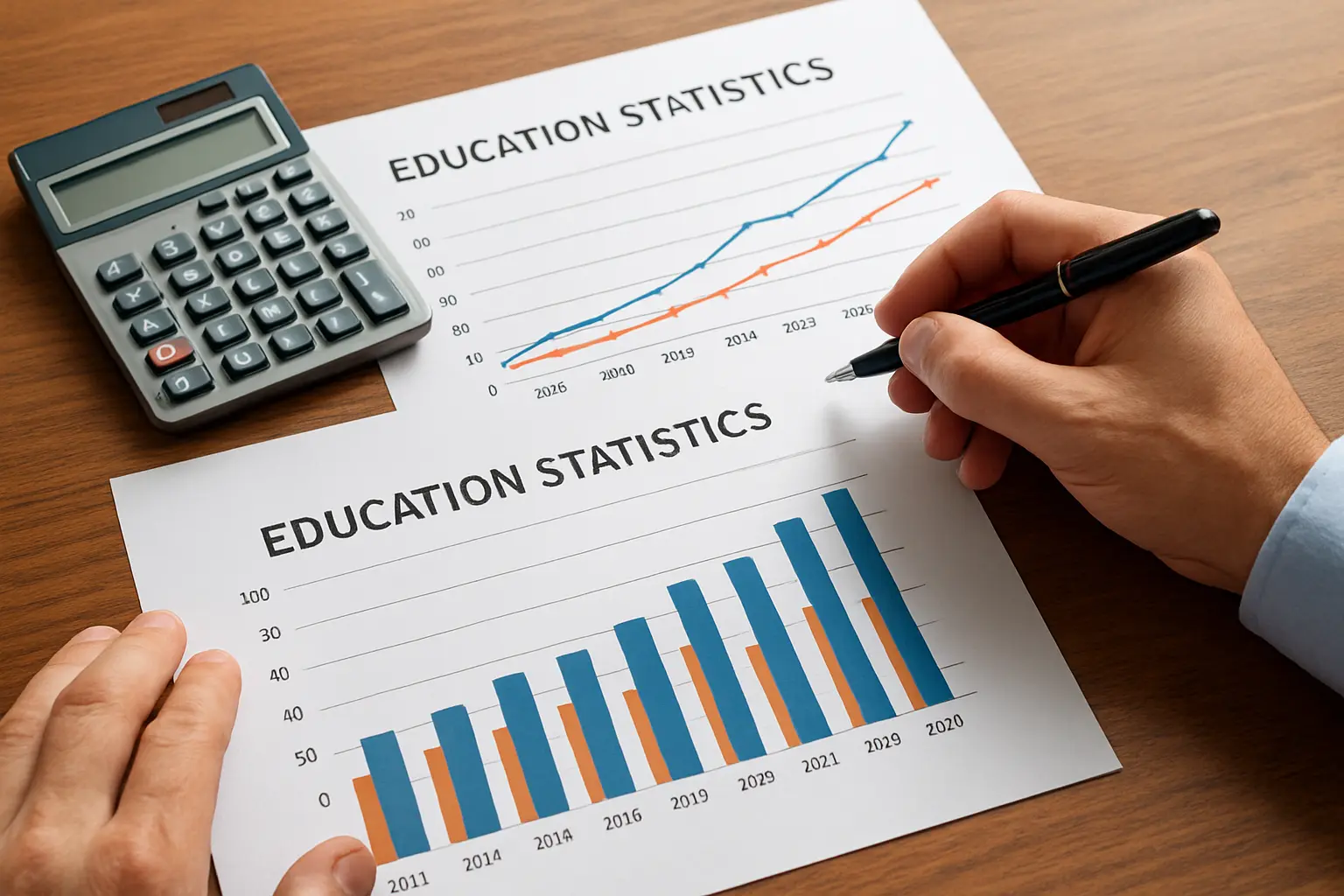 Printed charts of university cohort throughput statistics
