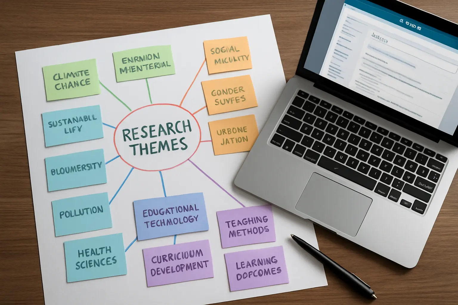 Thematic mind map organising literature review sources