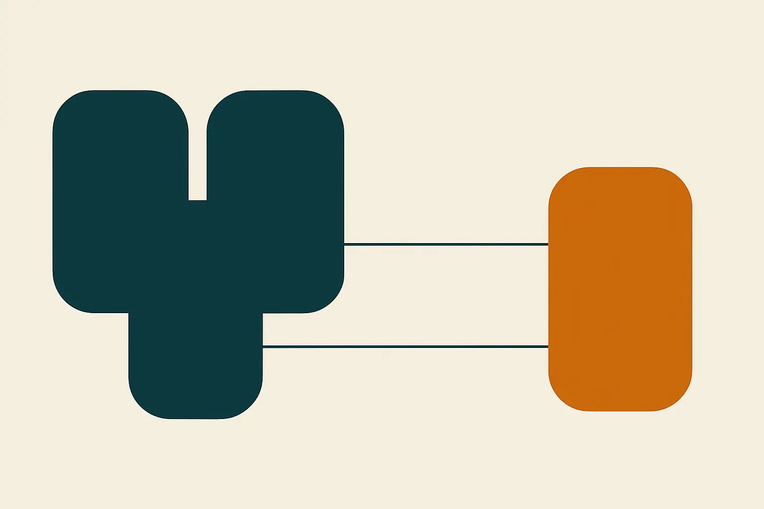 Abstract illustration of one shape duplicated into three copies, two grouped together and one set apart