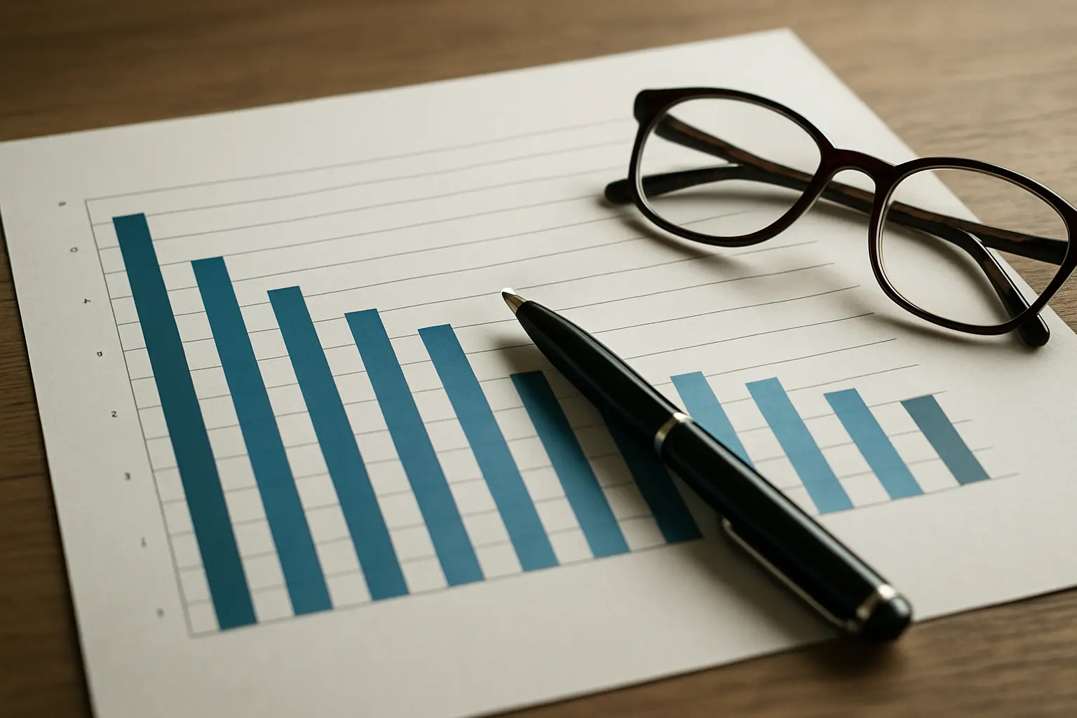 Printed bar chart comparing research output figures across institutions
